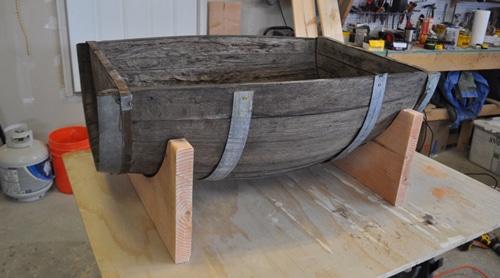 Whiskey barrel coffee table tutorial.