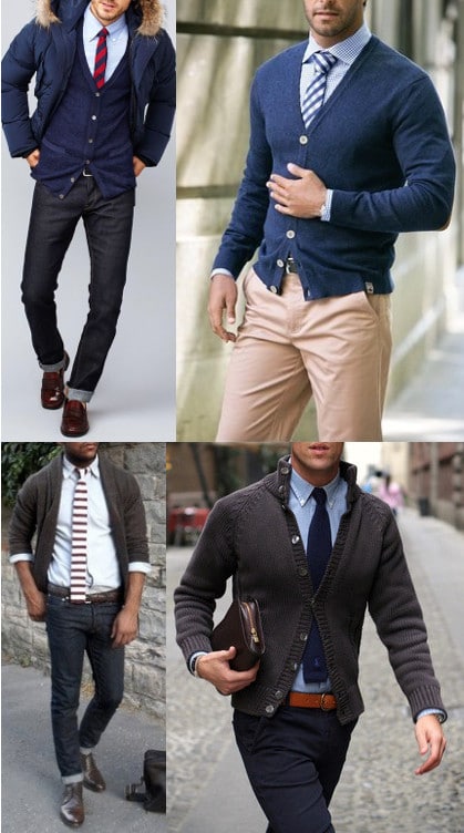 Wear a business casual illustration by cardigan.